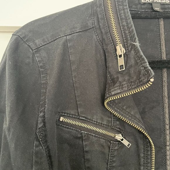 Express Denim Moto Jacket in black - Picture 3 of 7